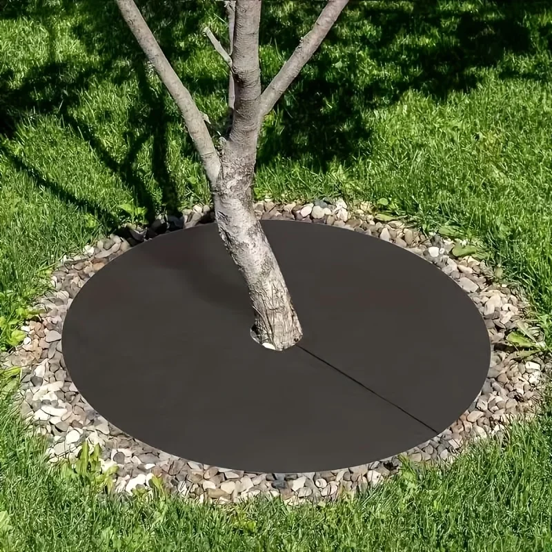 5pcs Weed Barrier Fabric, Breathable Non-Woven Garden Ground Cover Mat, Moisturizing Frost Resistant Lawn & Tree Protection Pad