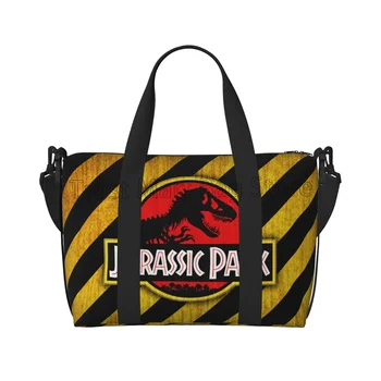 Jurassic Park โลโก้พิมพ์กระเป๋า Duffel Unisex แบบพกพากันน้ํากระเป๋าเดินทางกระเป๋าถือ Weekender Overnight Tote Bag