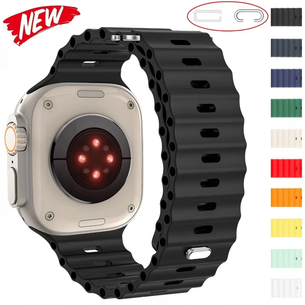 العصابات لساعة أبل 10-Ultra 2-3 49 مللي متر 45 مللي متر 41 مللي متر 44 مللي متر سيليكون المحيط حزام سوار iWatch سلسلة 11-9 8 7 6 5 4 SE 3 46 مللي متر 42 مللي متر #1