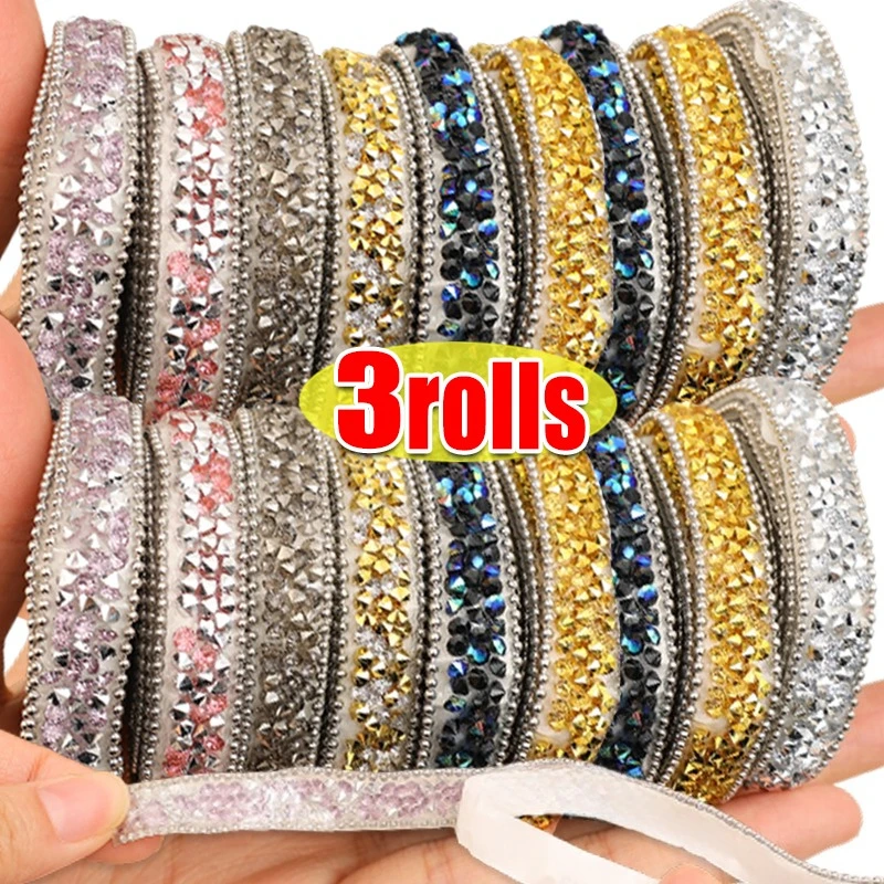

1/3rolls Resin Diamond Strip DIY Jewelry Rhinestone Sticker Accessories Resin Diamond Strap Self-adhesive Flash Diamond Sticker