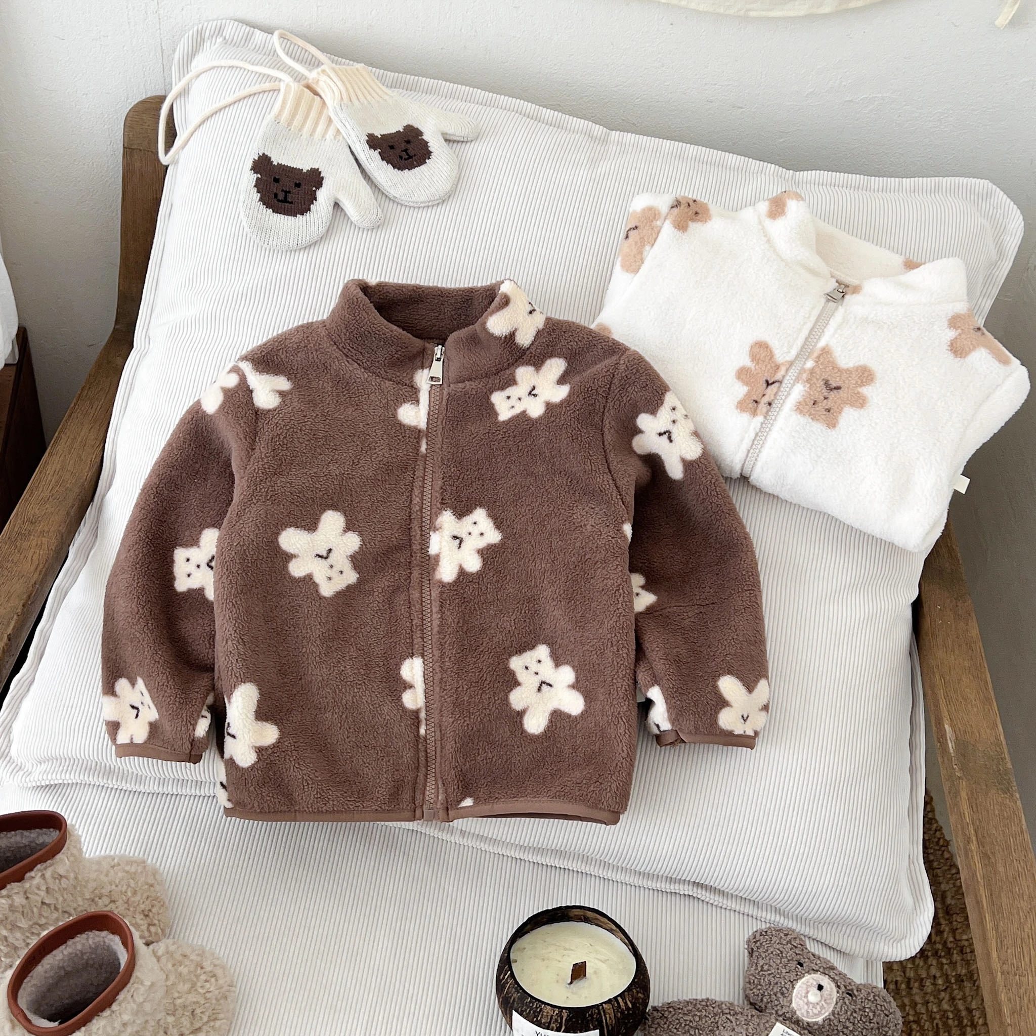 1 2 3 4 5year Children's Clothes Autumn Winter Plush Coats Baby Girl Boy Fashion Casual Cartoon Warm Tops Outerwear Jacket Kids