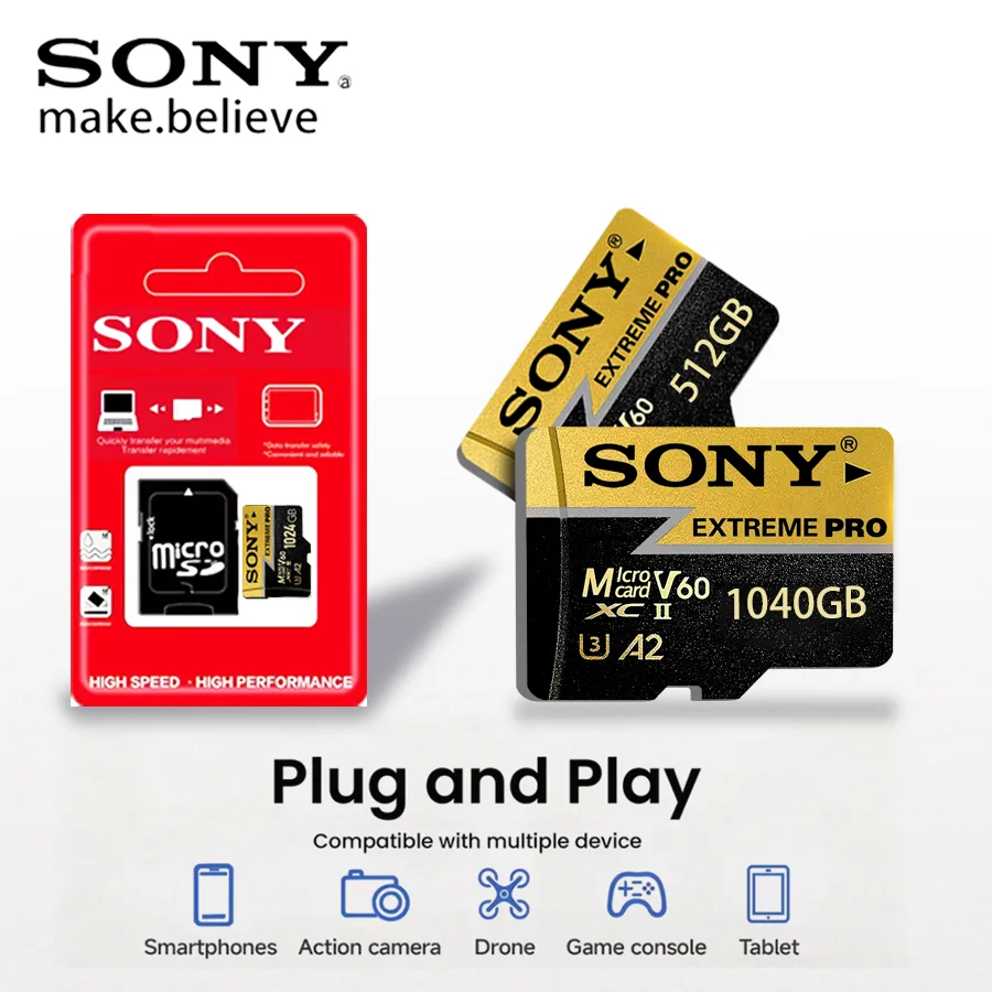 

Sony-Micro SD 1TB 512GB 256GB 128GB 64GB flash memory card U3 class 10 TF, mini SD, TF, for phone and computer, 5PCs