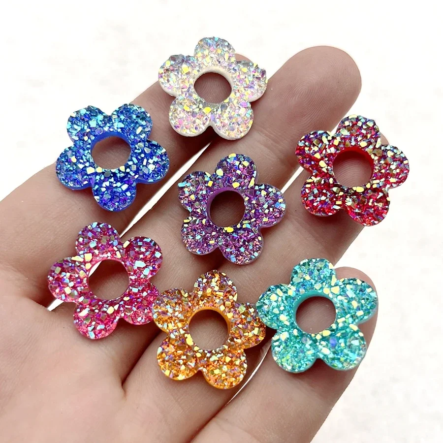 Strass floraux 21mm, 20 pièces, fabrication de bijoux, accessoires pour cheveux, scrapbook décoratif, décoration de mariage, strass à dos plat