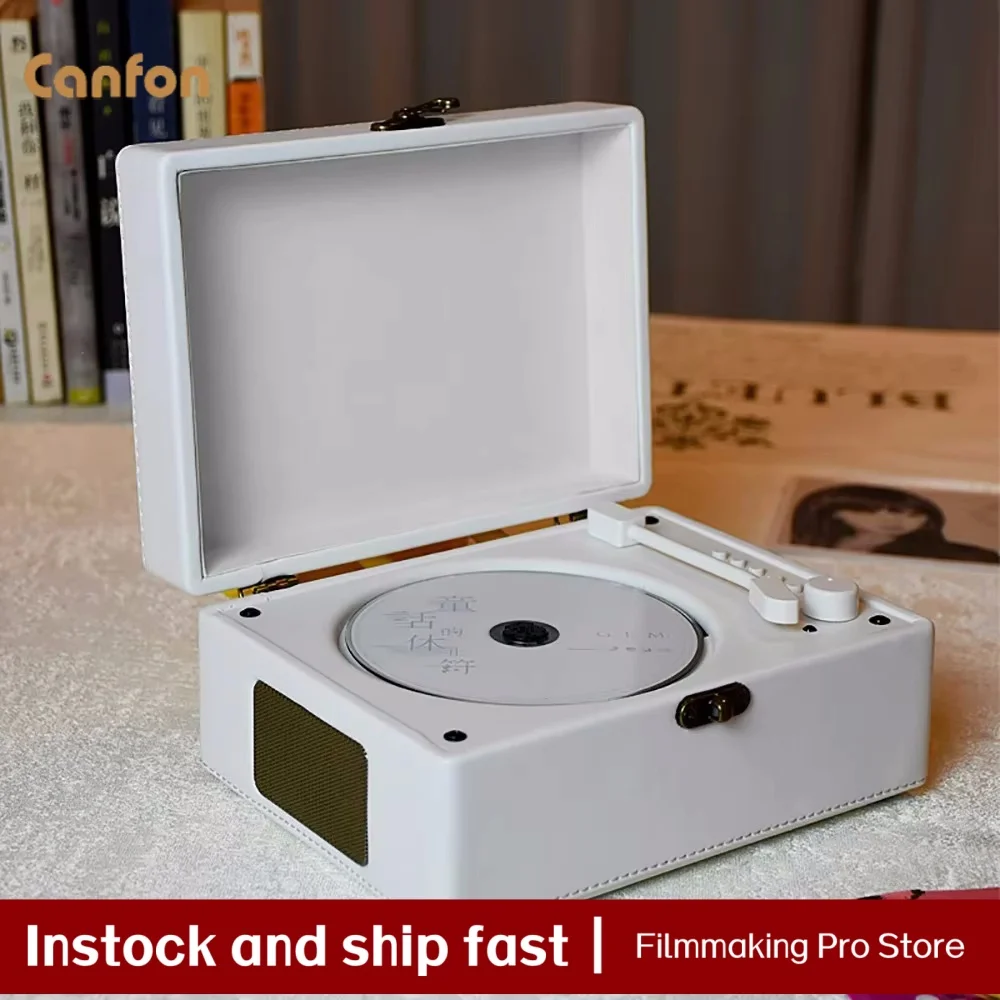 

Canfon Retro Bluetooth CD Player with Built-In Speaker USB Playback Rechargeable Battery Portable Music Player for Music Lovers