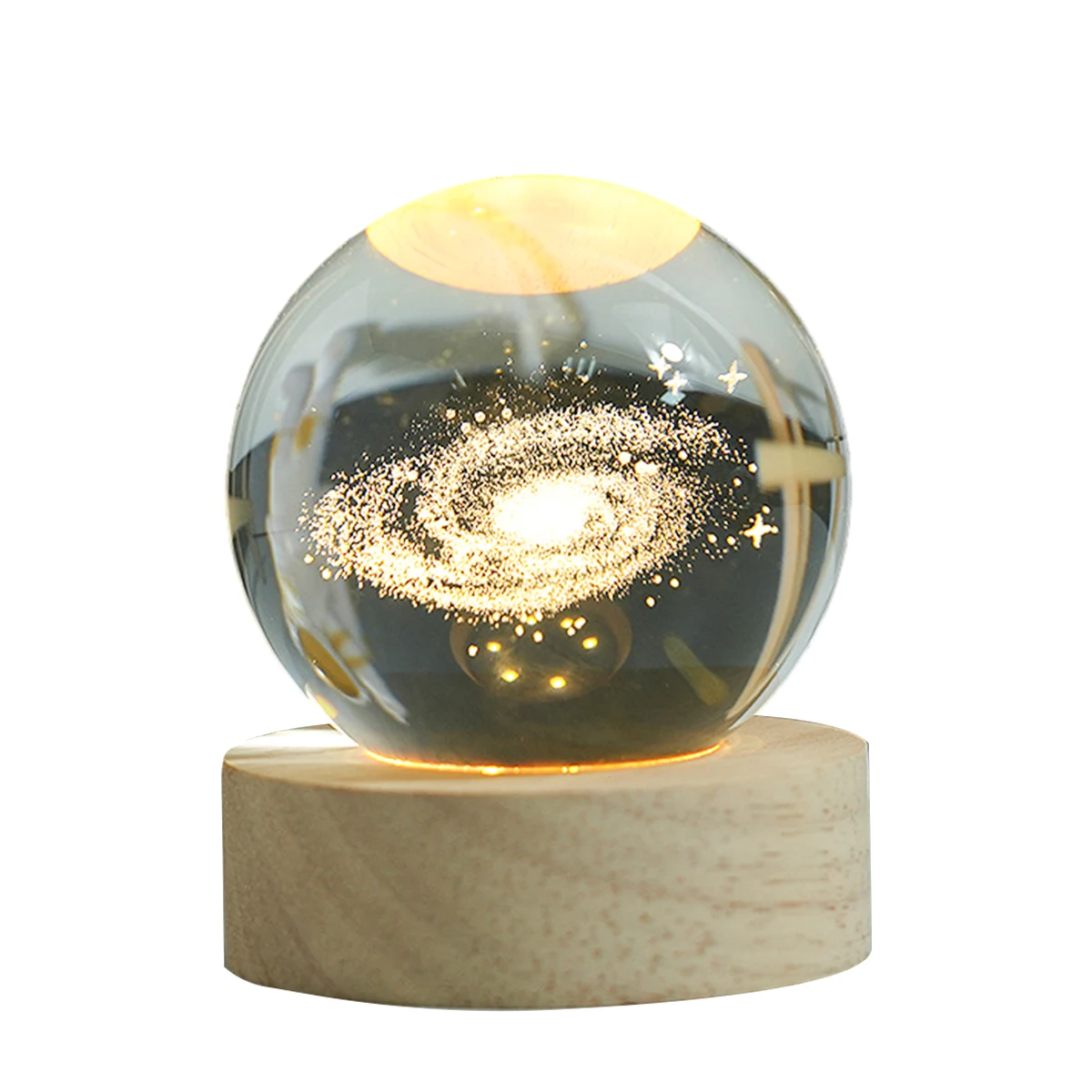 Glowing Crystal Night Light Inside Carved Glass Ball A Deer With The Planet Desktop Ornaments For Women Birthday Gift