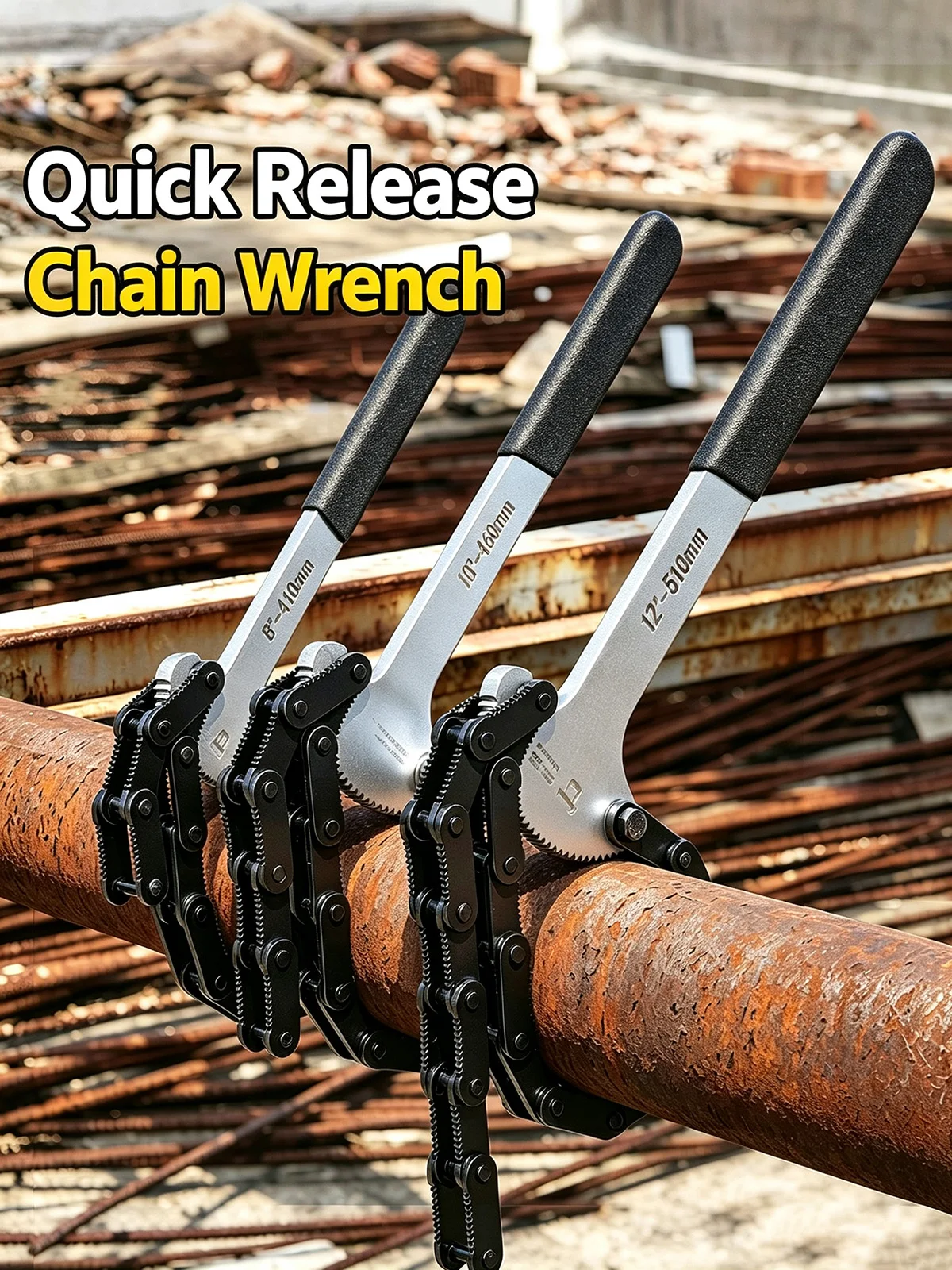 Multifunctional Adjustable Chain Wrench Heavy Duty Non Slip Oil Pipe Fittings Tool For Industrial Automotive Motorcycle Repair