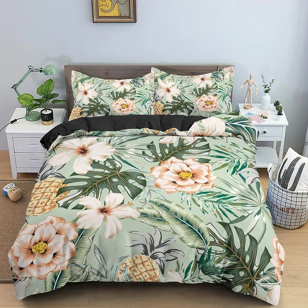 

New 3D Print Green Plant Leaves Comfortable Duvet Quilt Cover Pillowcase Bedding Set Children Bedroom Decoration Home Textile