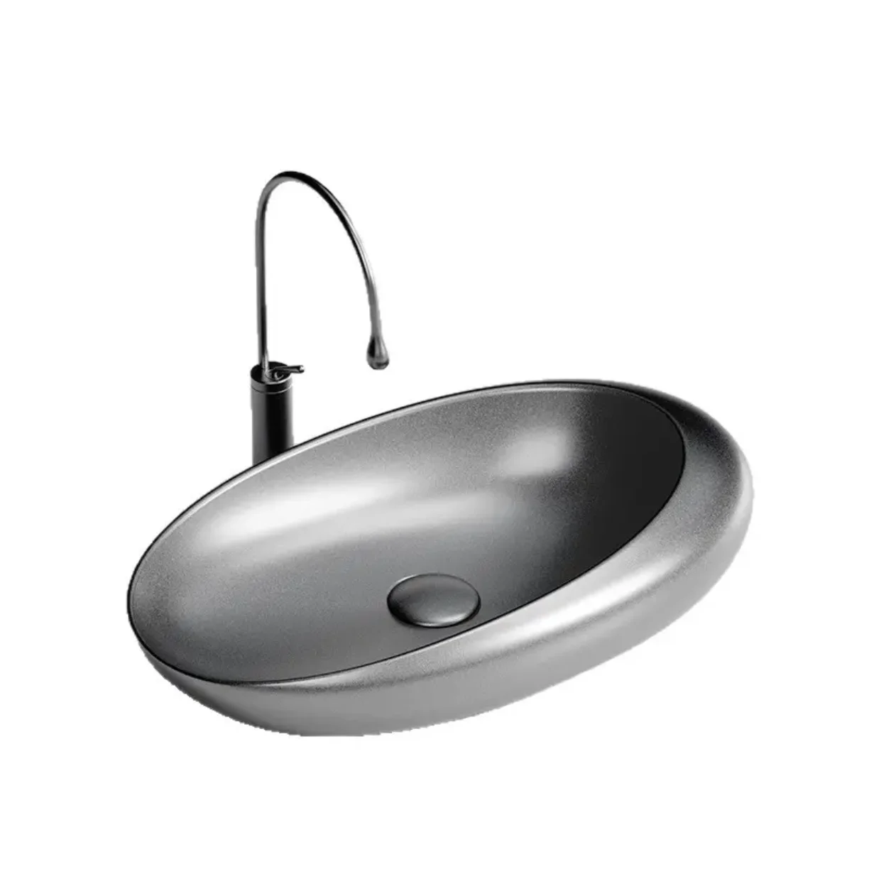 High End Oval Ceramic Countertop Basin Retro Style Light Luxury Wash Sink For Guesthouse Hotel Bathroom
