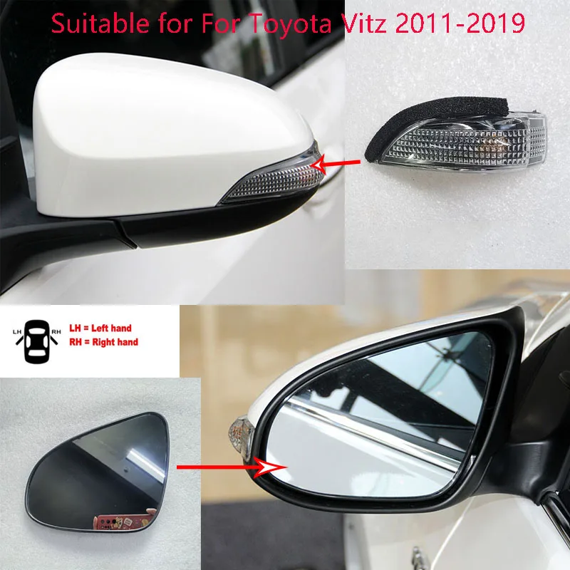 Akcesoria samochodowe do Toyoty Vitz 2011 ~ 2019 Obiektyw widoku z tyłu Lusterko odblaskowe Obiektyw cofania Szklane soczewki Kierunkowskazy Światła kierunkowskazów