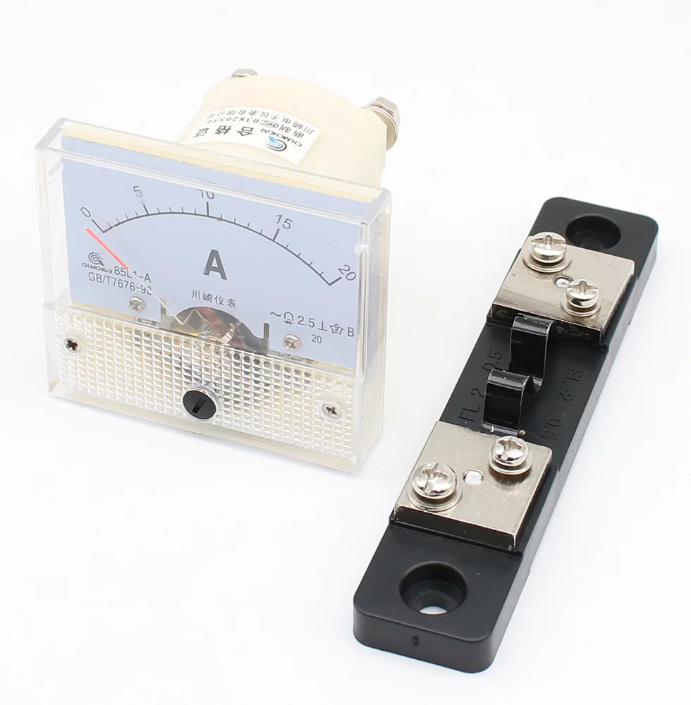 Ammeter Gauge DC 0-20A 85C1 HQ Analog Panel AMP Current Meter + Shunt