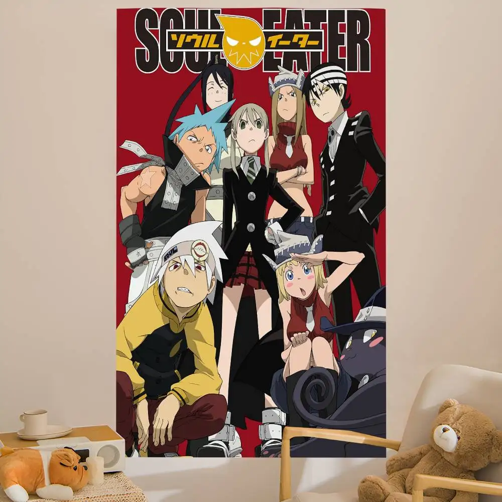 S-Soul Eater Anime Anime Tapestry Hippie Flower Wall Carpets Dorm Decor Wall Hanging Home Decor