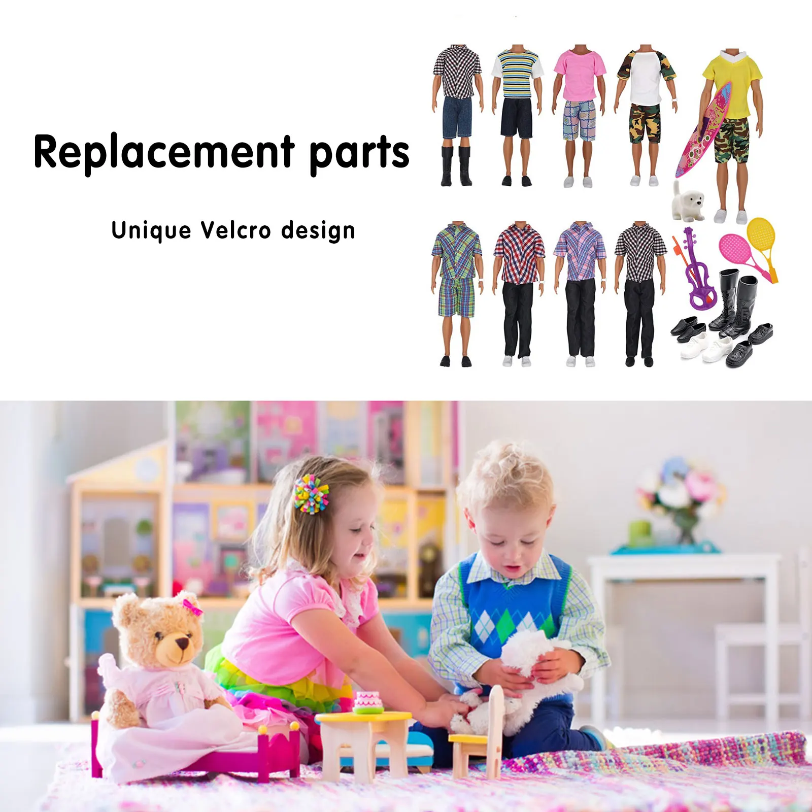 

16pcs/set Dolls Clothing Shoes Handmade 11inch Dolls Daily Wear Replacement Parts Random Birthday Gift Pretend Play Dressup Toys