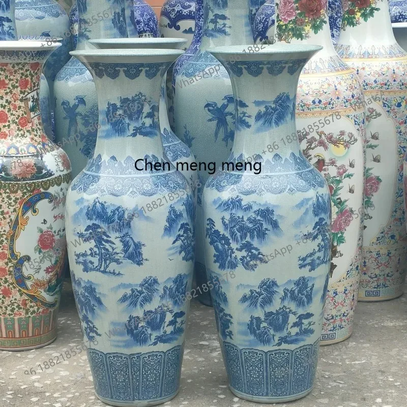 Ceramic floor-to-ceiling vase, antique, cracked glaze floor-to-ceiling ceramic vase living room decoration H