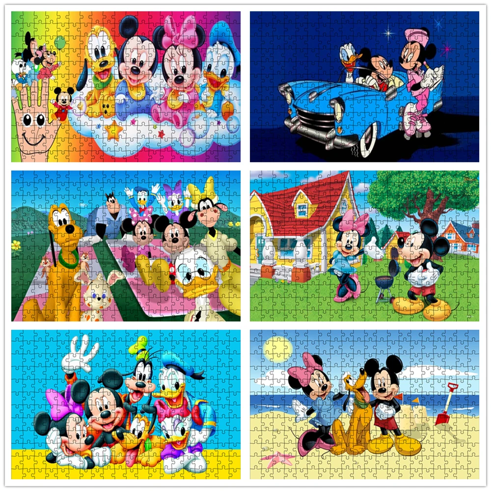 

300/500/1000 Pieces Puzzle for Adults Mickey Mouse and Donald Duck Disney Cartoon Characters Educational Jigsaw Puzzles Toys