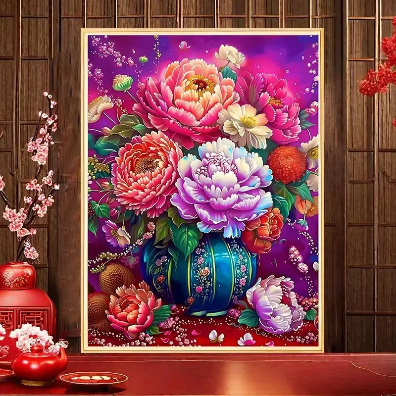 

Готовый продукт Красочный национальный тренд Пион Вышивка крестиком Полная вышивка, настройка Пожалуйста, свяжитесь со службой поддержки клиентов