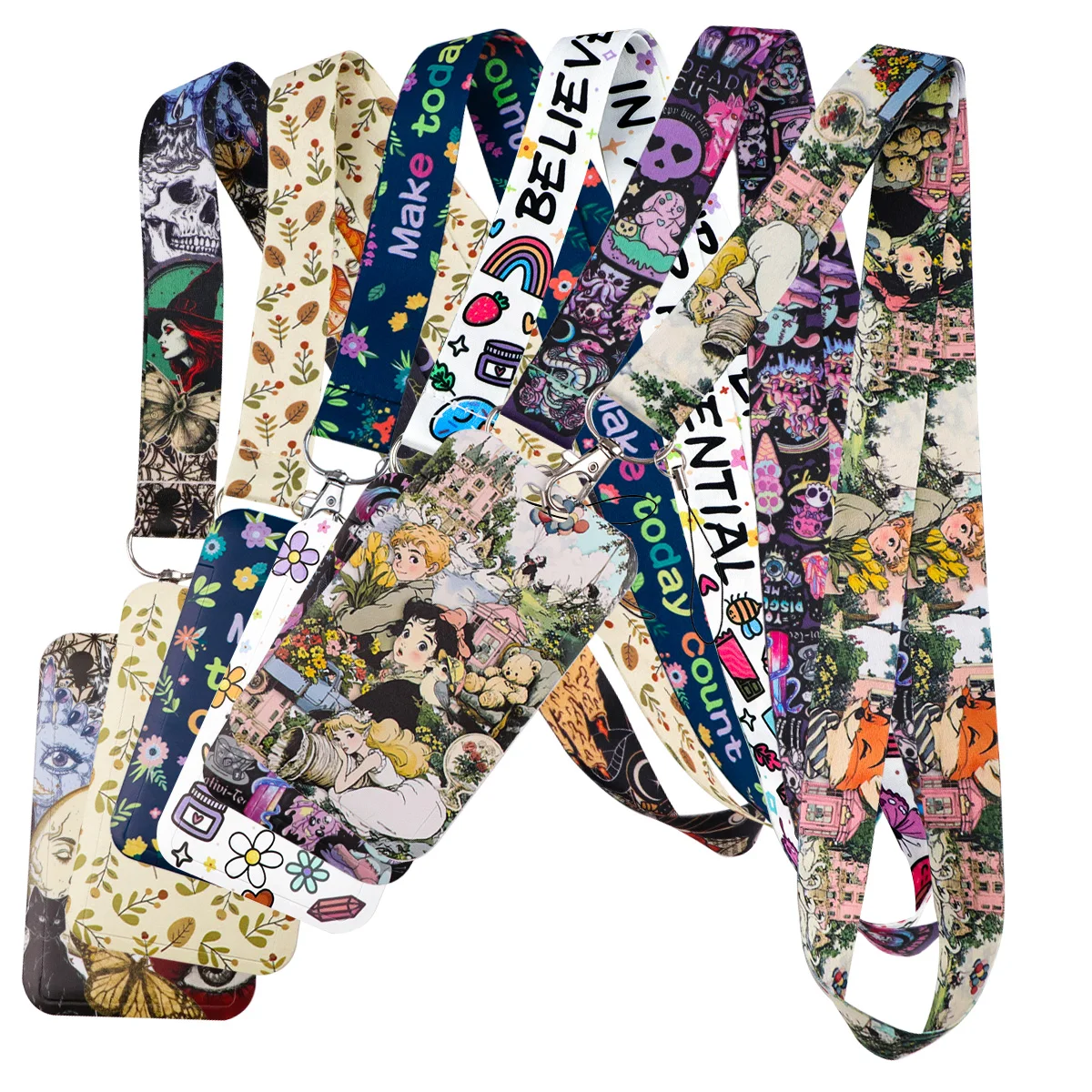 

Quotations Cute Cartoon Lanyard For Keychain ID Card Holder Student MP3 USB Gothic Style Key Ring Neck Straps Phone Accessories
