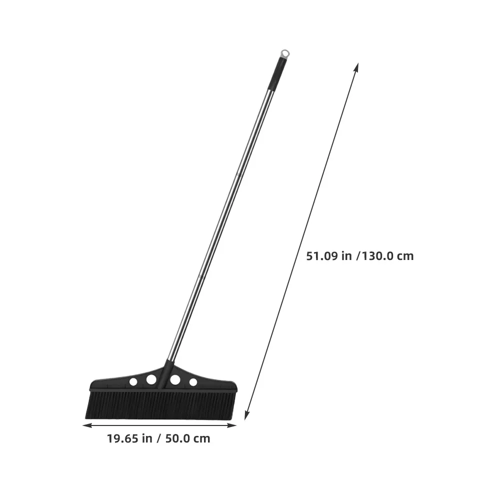 Black Detachable Wide Push Broom Outdoor Garden Courtyard Warehouse Sweeper Heavy Duty Stainless Steel Nylon Bristles Long