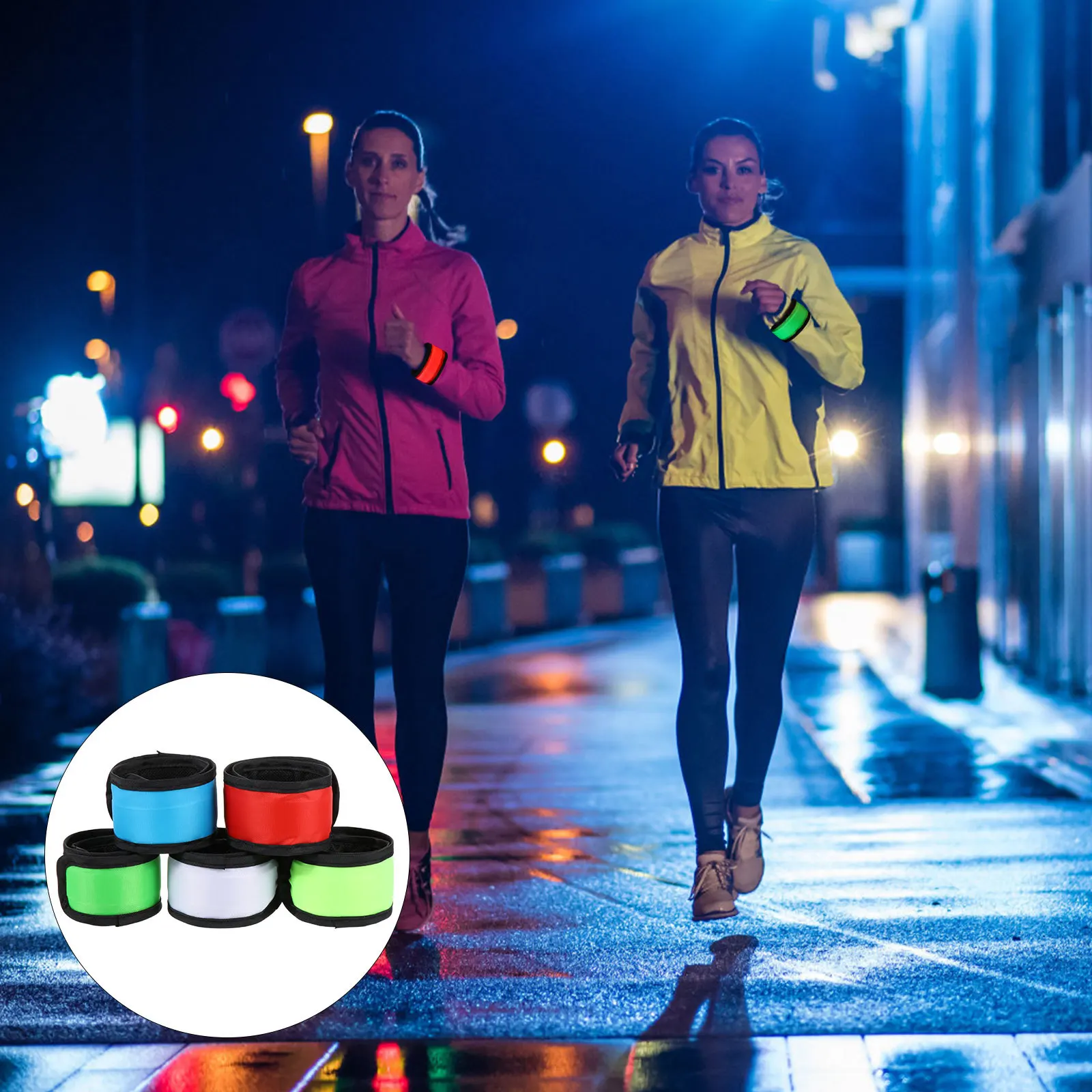 5 шт., светящиеся браслеты для ночного бега, повязки на руку, пояс безопасности, предупреждающая повязка на руку, ремни