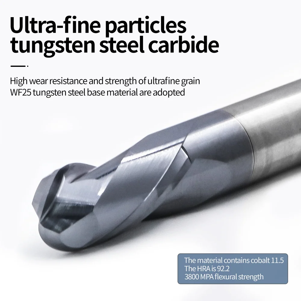 MEHRETU HRC60 okrągła kula frez trzpieniowy frezarka ze stali węglik wolframu 2F frezy do obróbki CNC narzędzia r0, 5 R1 R2 R3