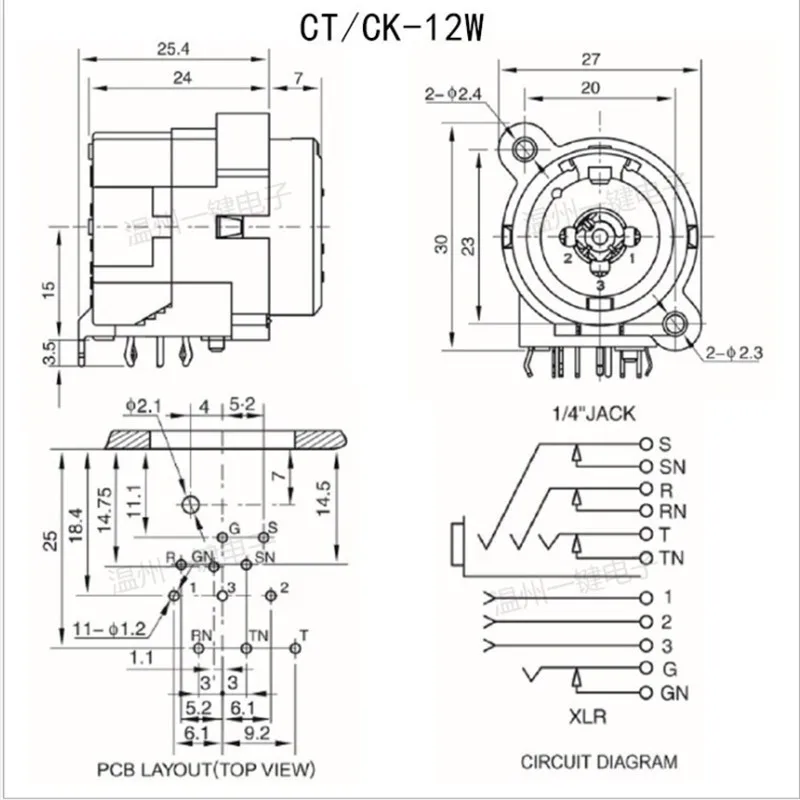 1 pc XJ-001-11 Audio Two-seater multi-function socket XLR Audio combination socket Card Farm combination socket