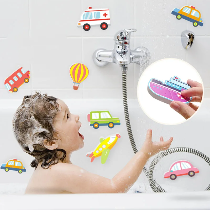 

Baby Bath Toys Cars Boat Cognitive Floating Toy Foam EVA Puzzle Bathing Toys for Kids Children Bathroom Play Water Game Toys