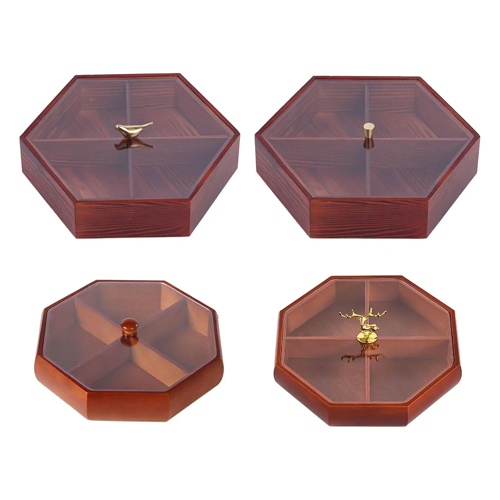 

Элегантный разделенный сервировочный поднос с крышкой для закусок и закусок