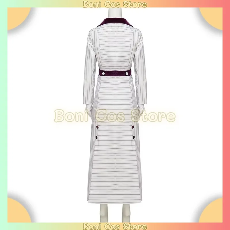 Disfraz de cosplay de Rose de Titanic, con rayas moradas, traje de Rose Dewitt Bukater, vestido y conjunto para mujer, top y vestido.