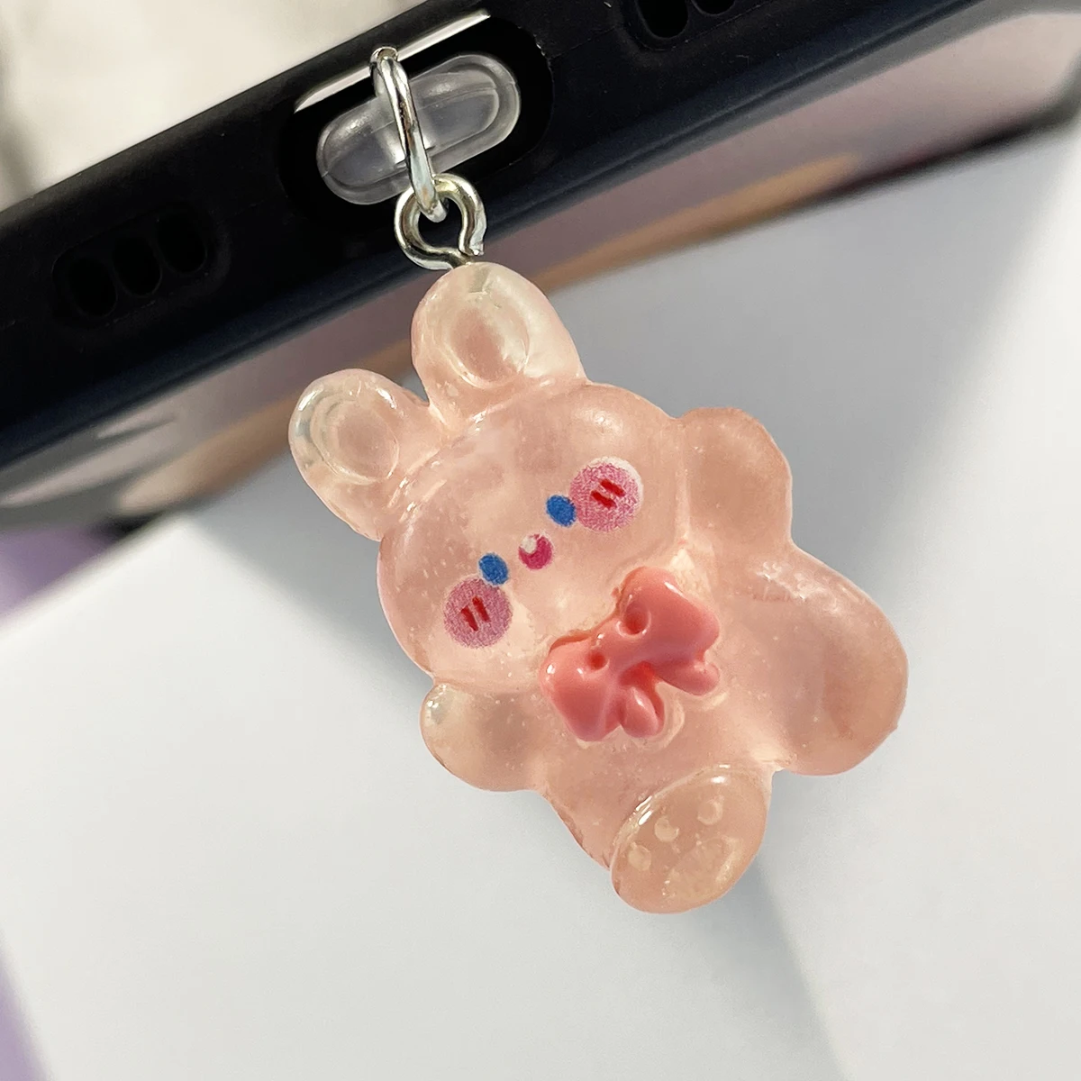 Cute Pink Rabbit Phone Dust Plug Decoration Pendant Suitable For Iphone/Xiaomi/Samsung Type-C Interface Universal Dust Plug