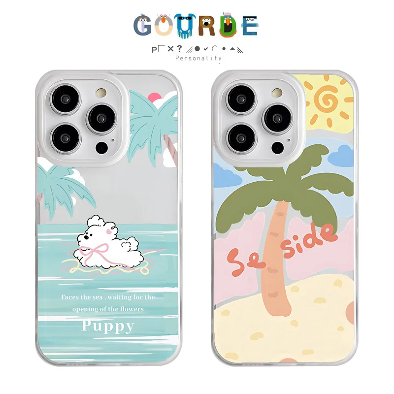 

Gourde Aesthetic Casing Beach Painting Clear Frosted Case for Iphone 16 15 14 12 13 11 Pro Max IP 7 8 Plus Iphon X XS XR Xs Max