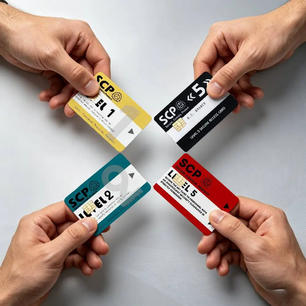 SCP Foundation Access Card 4Pcs!Fade-Resistant, Wear-Resistant, Scratch-Resistant  Bank Card Sticker (Debit Card)