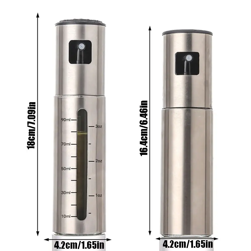 100ml Oil Spray Bottle Stainless Steel Multi-Purpose Olive Oil Sprayer Leak-Proof Adjustable Oil Control