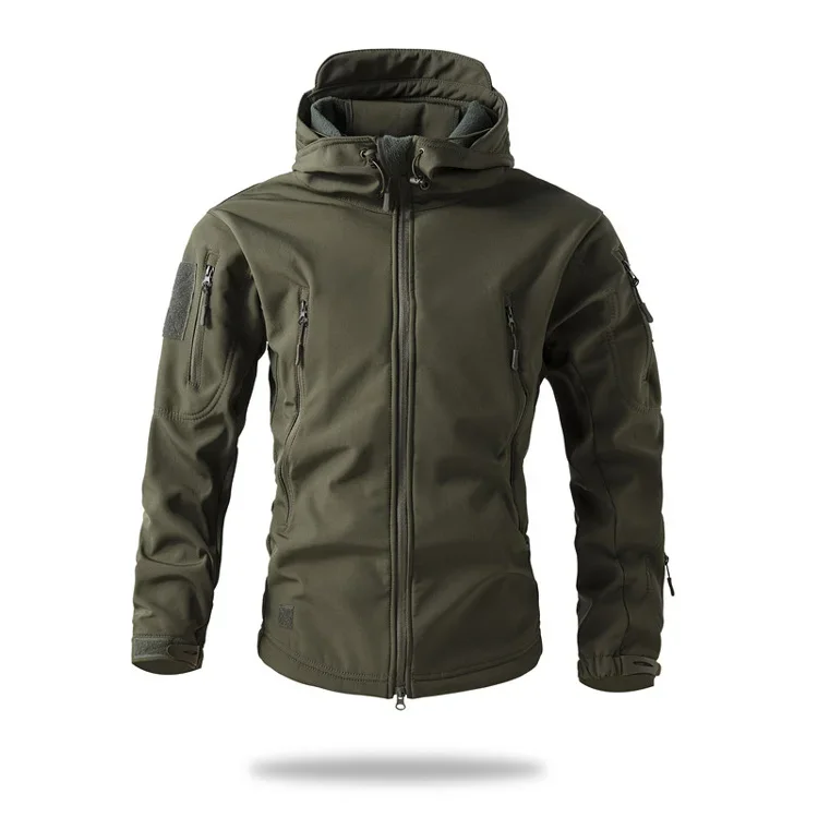 New Soft Shell Tactical Jacket  Men Winter Fleece Hooded Coat Hunting Clothes Outdoor Camouflage CS Tops Waterproof Windproof - view 5