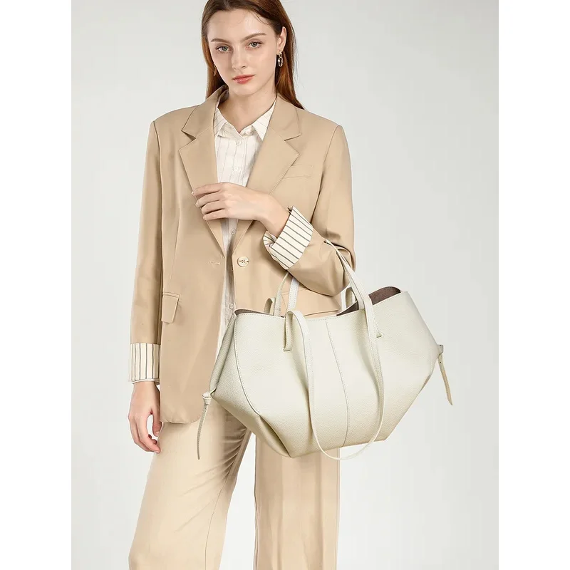 Luxury Large Capacity Tote Bag, Women's Commuter Handbag, Minimalist Versatile Mommy Bag, Soft Leather Shopping Bag