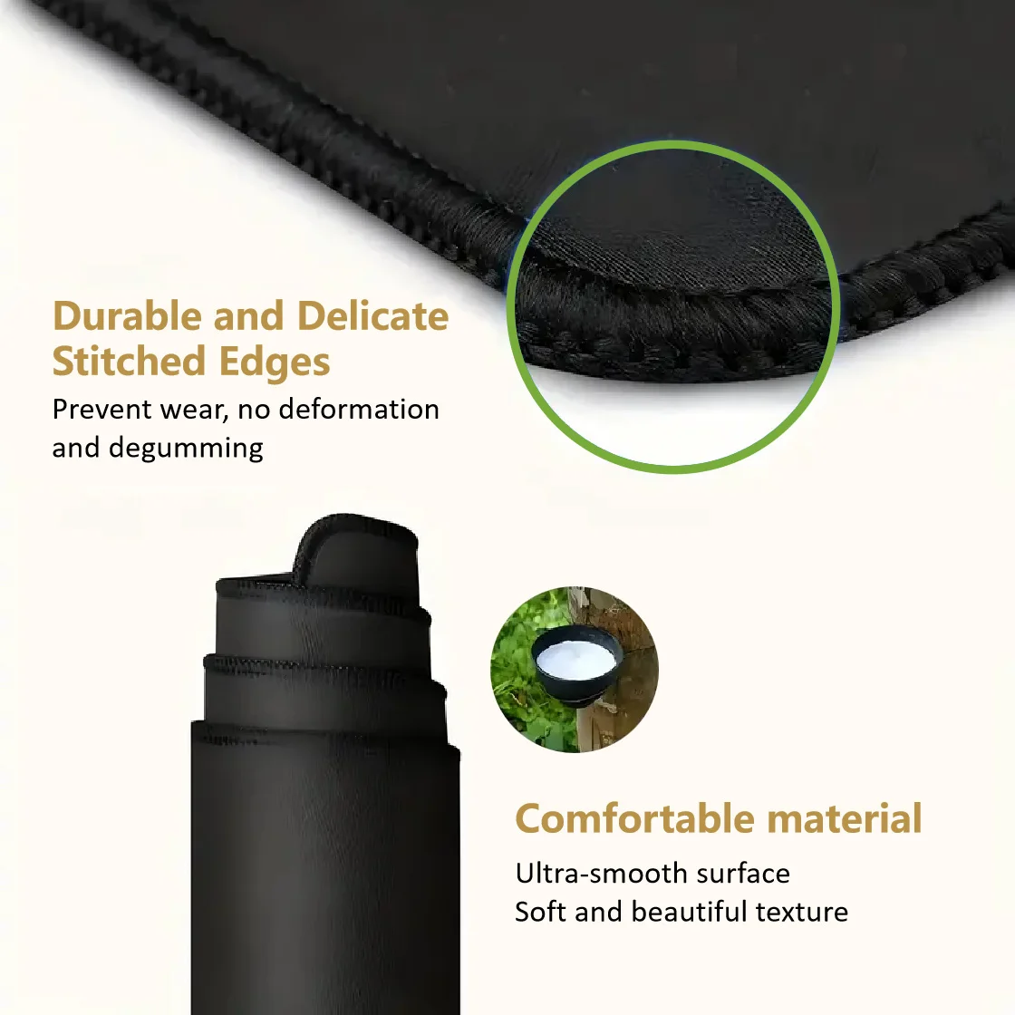 Golden Wave Flower Mouse Pads, Large Mouse Pad with Stitched Edge, Precision Stitching, Durable Rubber Base, Desk Mouse Pad