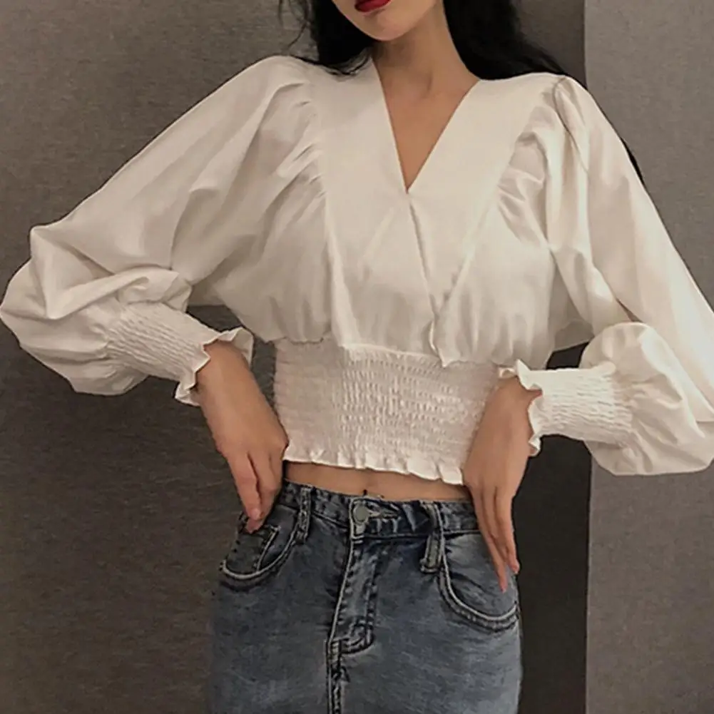

Faionable V-ne Waist Long Sve irt Women's Ele Design Sense irt Casual Comfortable Polyester Blend Long irt