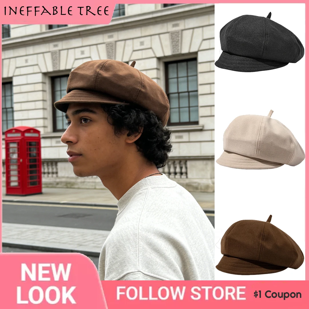 Gorra de lana japonesa INS para mujer, estilo Newsboy Gatsby, sombrero octogonal, boina, visera Ivy, sombrero británico para mujer, gorras de pintor, boina