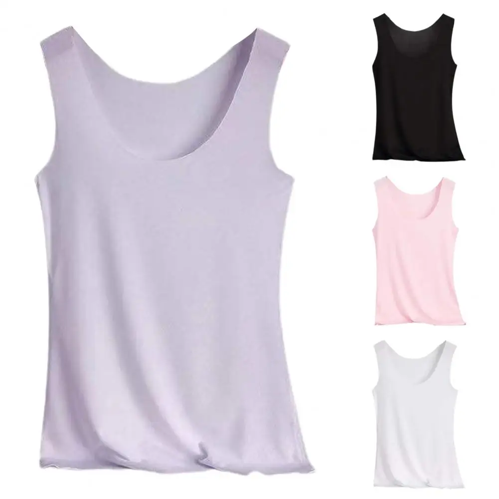 Summer Women Tank Tops Camisole Ice Silk Seamless Vest Slim Undershirt Solid Color Sleeveless Vest T-shirt Shirts Women Blouse