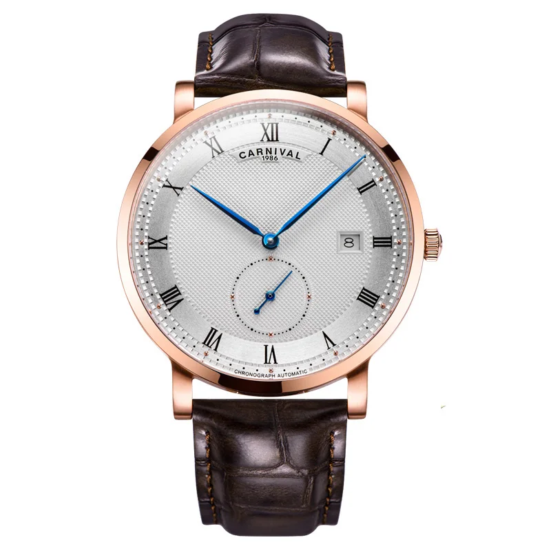 CARNIVAL Luxury Sport Automatic Mechanical Watch Unique 60 Second Design Waterproof Men Watch Leather Strap - view 2