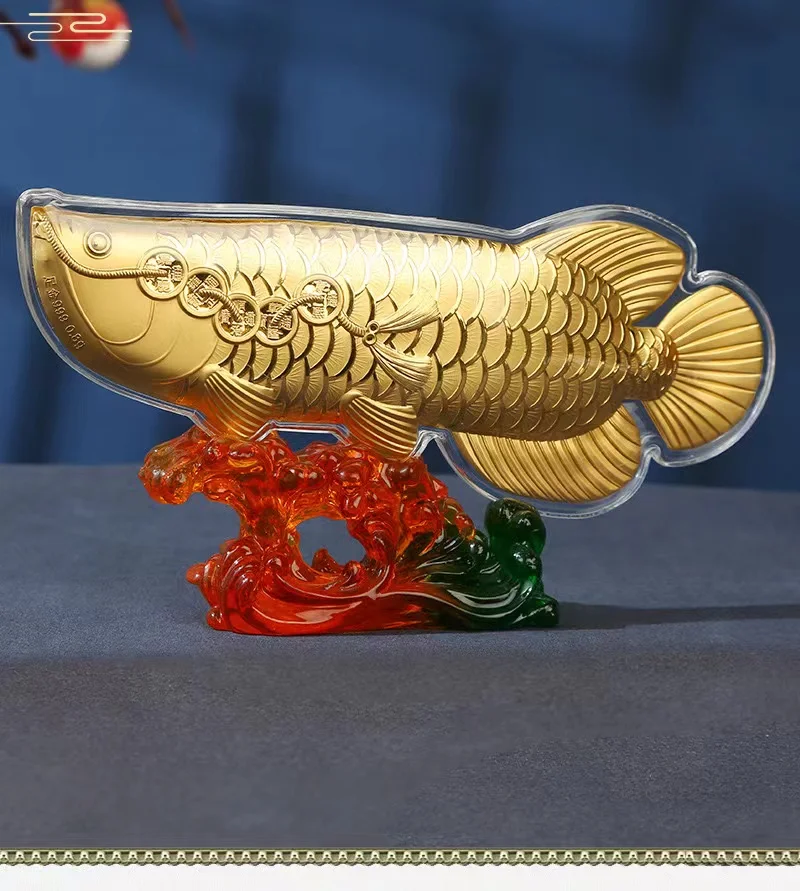 2023 High grade Geomantic omen Decorative Home Company business bring wealth money GOOD LUCK gold Dragon Arowana fish Statue