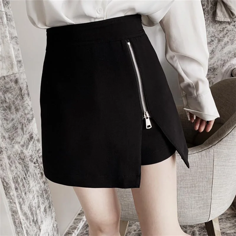 Design Sensation Thin Hollow out High Waist Suit Shorts Women Summer Elastic Casual  Skirt A-Line Hot Pants