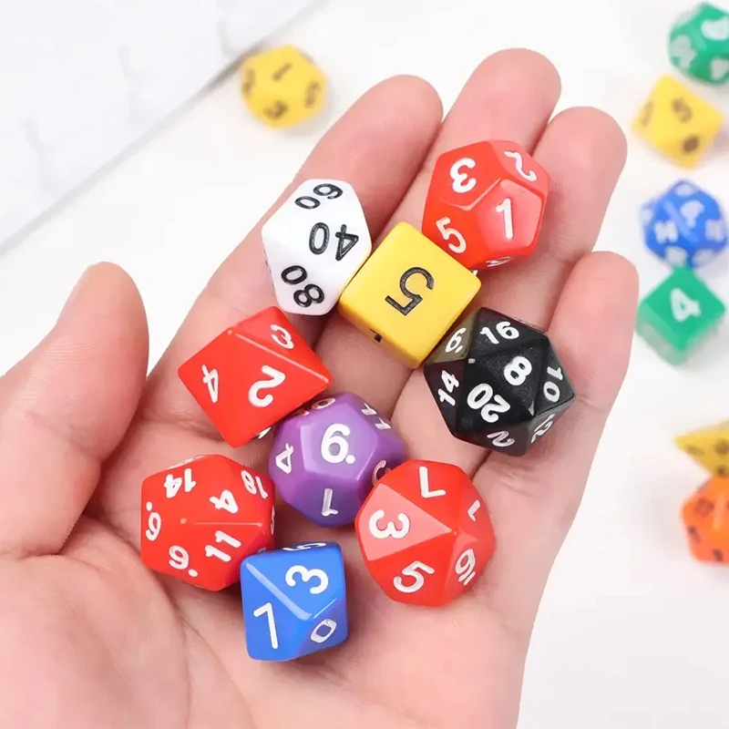 Acrylic Multi-Sided Dice, 7-Piece Set with Black Velvet Bag, Precision Engraved Numbers for TRPG Enthusiasts & Collectors TMZ
