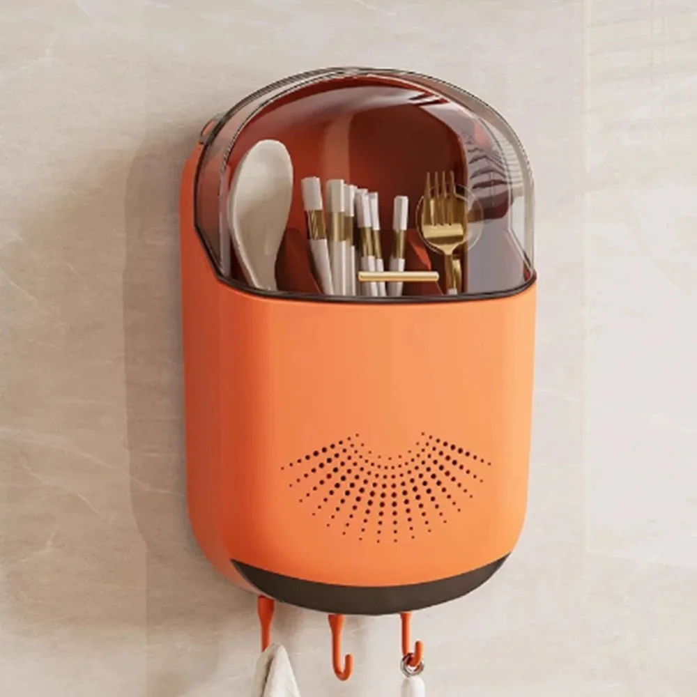 

Punch-free Wall-mounted Chopstick Cage Draining Ventilated Chopstick Storage Box Space-Saving Good Load-bearing