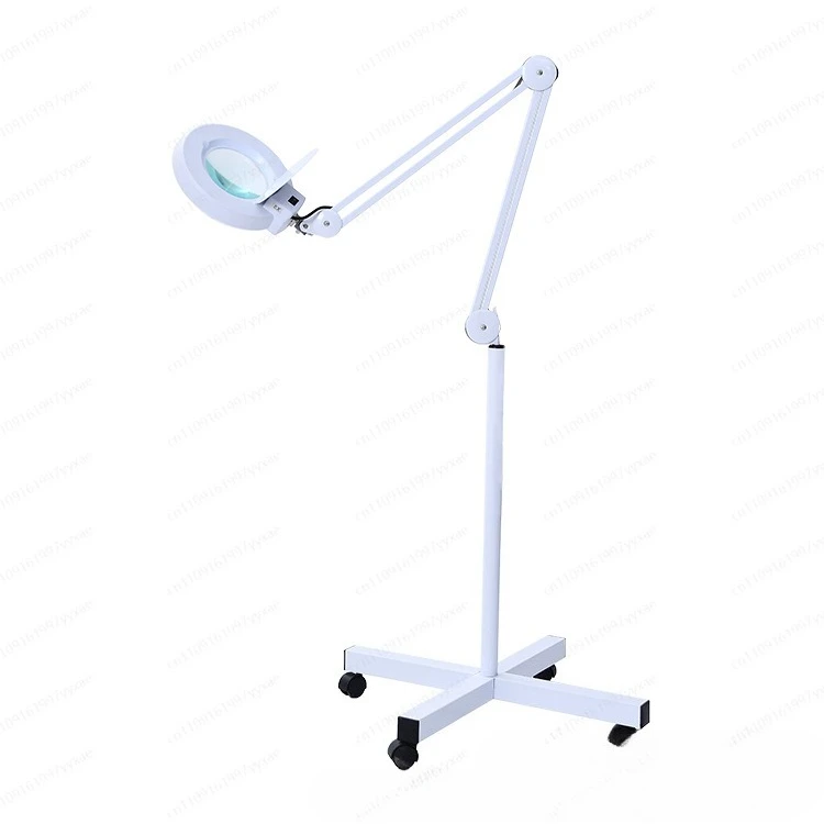 Floor type high power magnifying glass lamp, universal adjustment bracket, shadowless ring light source