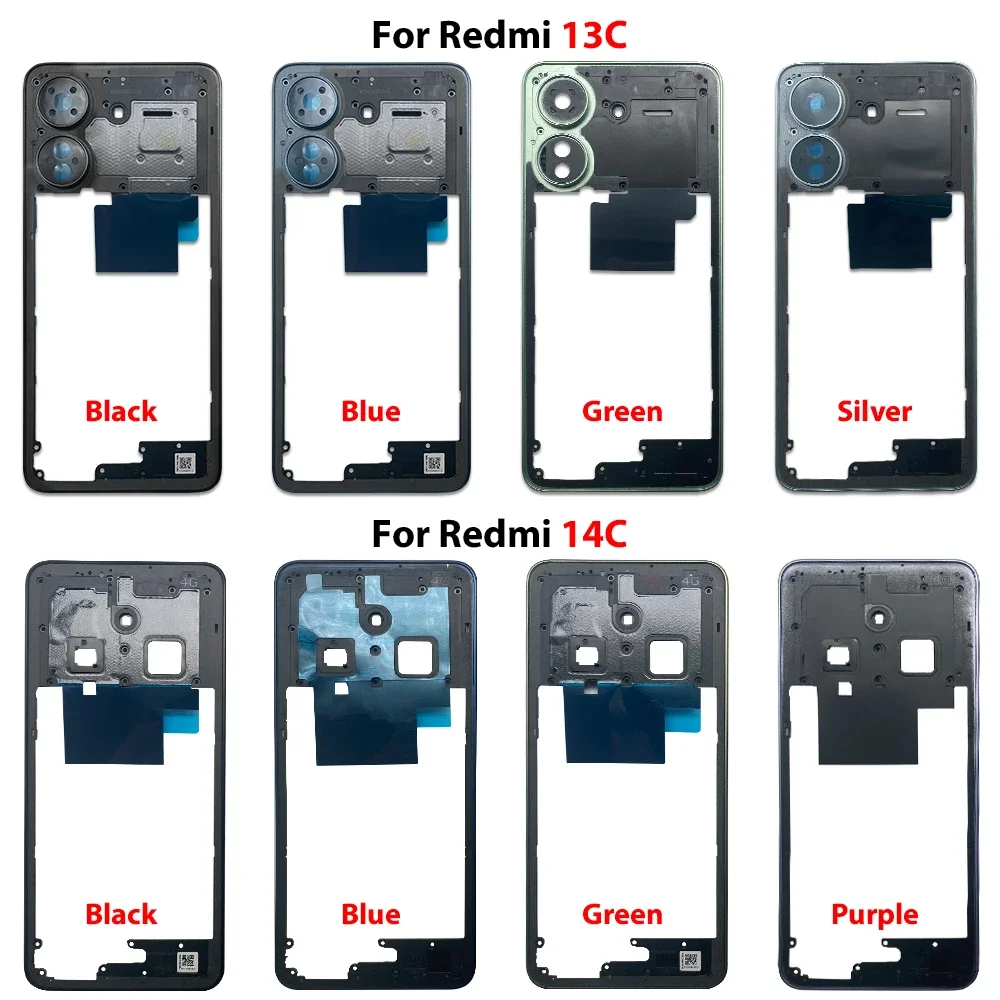 New Middle Frame For Xiaomi Redmi13 13C 14C A5 Door Housing Bezel Repair Parts