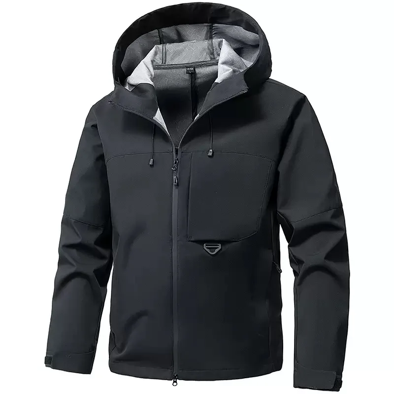 

Мужская классическая куртка с капюшоном для активного отдыха, водонепроницаемая, для кемпинга, 2026. Мужская легкая демисезонная куртка однотонного цвета для езды на велосипеде.