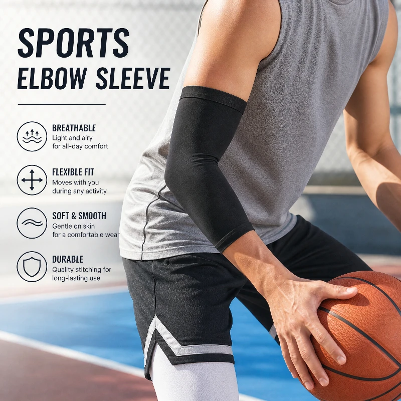 AOPLUS Adults' 2-Pack Spandex Elastic Compression Elbow Sleeves - Multifunctional, Comfortable, Breathable Sports Protective Gear with Enhanced Elasticity for Gym, Weightlifting, 5 Solid Colors Available