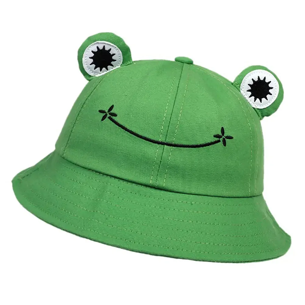 Hats Female Parent-child Frog Fisherman Hat Cute Sun Visor Big Eyes Fresh Bucket Caps For Adults And Kids