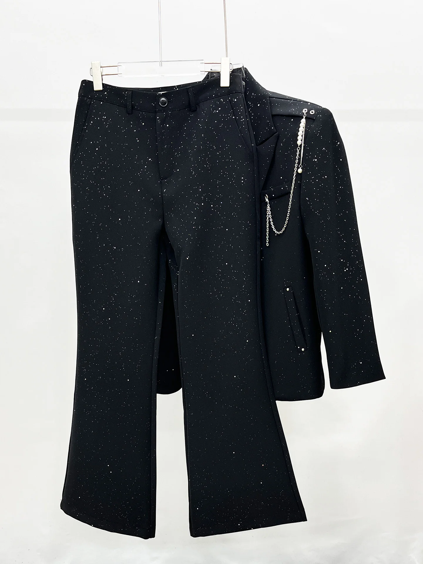 

Faionable Gold Stamp Design Wide Leg Men's Casual Pants Flared Legs Comfortable Fit Youthful Sle Autumn Season Basic Colors