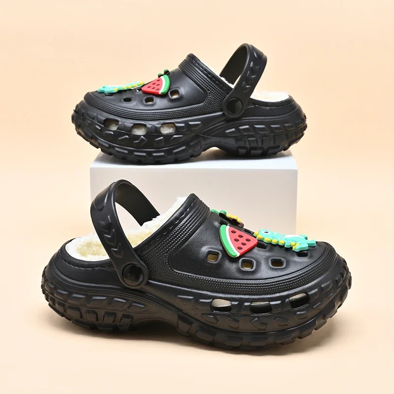 Winter Children Slipper Boy Plush Flats Indoor House Shoes Sneaker Fashion Cartoon Cotton Warm Clogs for Boy Sandals Shoes