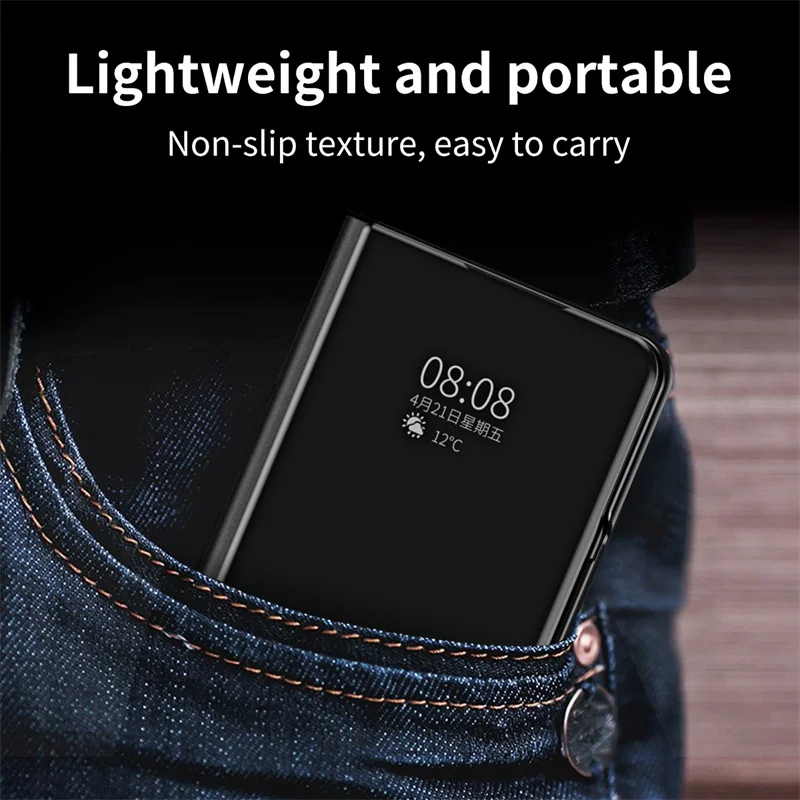 Flip Mirror Case for Samsung Galaxy Z Fold 6 3 2 4 5 5G Protective Cover Smart View Kickstand Funda Coque Shell Capa